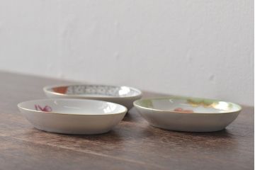 中古　ハンガリー　HEREND(ヘレンド)　ヴィクトリア・南京ブーケ(ピンク)など　オーバルプレート3枚セット(洋食器)(R-044029)