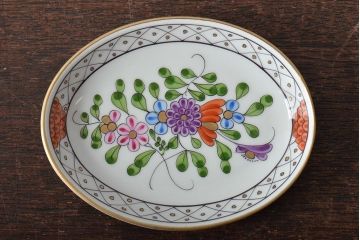 中古　ハンガリー　HEREND(ヘレンド)　ヴィクトリア・南京ブーケ(ピンク)など　オーバルプレート3枚セット(洋食器)(R-044029)