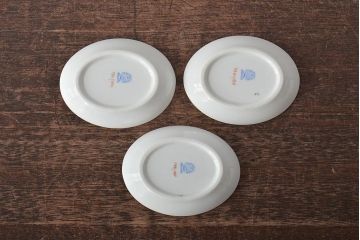 中古　ハンガリー　HEREND(ヘレンド)　ヴィクトリア・南京ブーケ(ピンク)など　オーバルプレート3枚セット(洋食器)(R-044029)