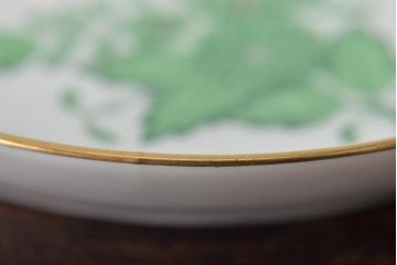 中古　ハンガリー　HEREND(ヘレンド)　アポニー・グリーン　オーバルプレート3枚セット(洋食器)(R-044030)