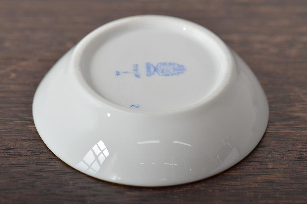 中古　ハンガリー　HEREND(ヘレンド)　アポニー・グリーン　オーバルプレート3枚セット(洋食器)(R-044030)