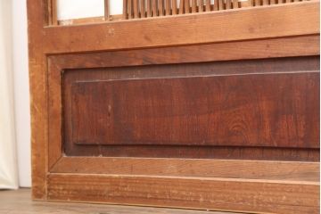 アンティーク建具　昭和中期　腰板ケヤキ材　裏障子付き　和の趣を演出する上手物の万本格子戸4枚セット(引き戸、障子戸)(R-044033)