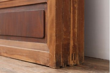 アンティーク建具　昭和中期　腰板ケヤキ材　裏障子付き　和の趣を演出する上手物の万本格子戸4枚セット(引き戸、障子戸)(R-044033)
