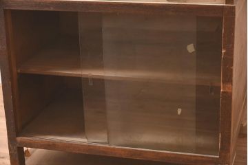 レトロ家具　昭和初期　古い商店で使われていたレトロなラック陳列棚(ガラス戸棚、収納棚、飾り棚)(R-044034)