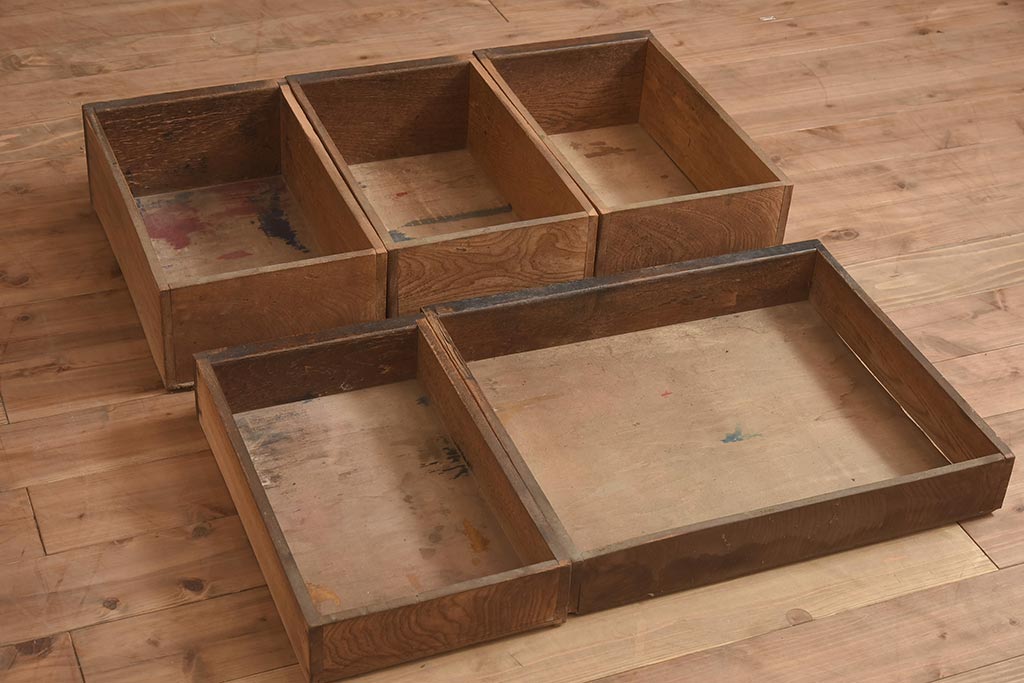 アンティーク家具　大正昭和初期　ナラ材　幅狭　レトロな片袖デスク(片袖机、在宅ワーク、在宅用ワークデスク)(R-044037)