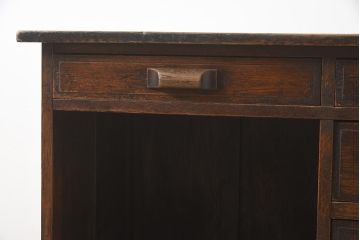 アンティーク家具　大正昭和初期　ナラ材　幅狭　レトロな片袖デスク(片袖机、在宅ワーク、在宅用ワークデスク)(R-044037)