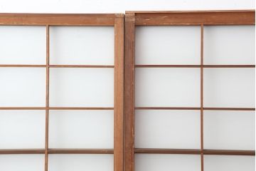 ヴィンテージ建具　昭和中期　すりガラス入り　昭和レトロな空間におすすめのガラス戸2枚セット(引き戸、ビンテージ)(R-044039)