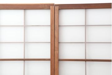 ヴィンテージ建具　昭和中期　すりガラス入り　昭和レトロな空間におすすめのガラス戸2枚セット(引き戸、ビンテージ)(R-044039)