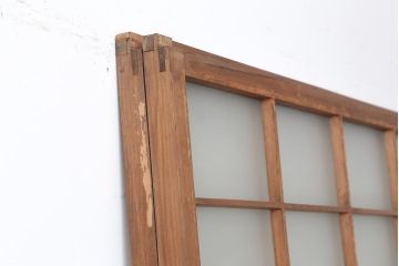 ヴィンテージ建具　昭和中期　すりガラス入り　昭和レトロな空間におすすめのガラス戸2枚セット(引き戸、ビンテージ)(R-044039)