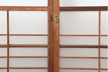 ヴィンテージ建具　昭和中期　すりガラス入り　昭和レトロな空間におすすめのガラス戸2枚セット(引き戸、ビンテージ)(R-044044)
