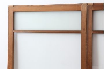 ヴィンテージ建具　昭和中期　木の質感が楽しるガラス戸2枚セット(引き戸、ビンテージ)(R-044045)