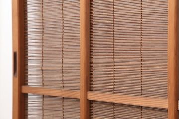 アンティーク建具　昭和中期　松と梅の透かし彫りが風情のある御簾戸4枚セット(簾戸、簀戸、葭戸、夏障子、夏戸、葦戸)(R-044046)
