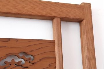 アンティーク建具　昭和中期　松と梅の透かし彫りが風情のある御簾戸4枚セット(簾戸、簀戸、葭戸、夏障子、夏戸、葦戸)(R-044046)