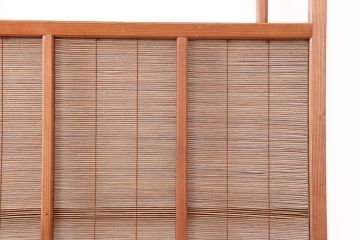 アンティーク建具　昭和中期　松と梅の透かし彫りが風情のある御簾戸4枚セット(簾戸、簀戸、葭戸、夏障子、夏戸、葦戸)(R-044046)