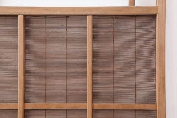アンティーク建具　昭和中期　竹に雀の透かし彫りが風情のある御簾戸4枚セット(簾戸、簀戸、葭戸、夏障子、夏戸、葦戸)(R-044047)