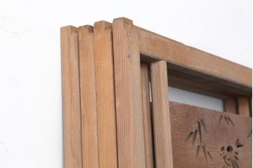 アンティーク建具　昭和中期　竹に雀の透かし彫りが風情のある御簾戸4枚セット(簾戸、簀戸、葭戸、夏障子、夏戸、葦戸)(R-044047)