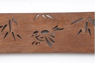 アンティーク建具　昭和中期　竹に雀の透かし彫りが風情のある御簾戸4枚セット(簾戸、簀戸、葭戸、夏障子、夏戸、葦戸)(R-044047)