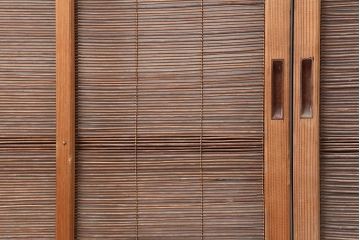 アンティーク建具　昭和中期　竹に雀の透かし彫りが風情のある御簾戸4枚セット(簾戸、簀戸、葭戸、夏障子、夏戸、葦戸)(R-044047)