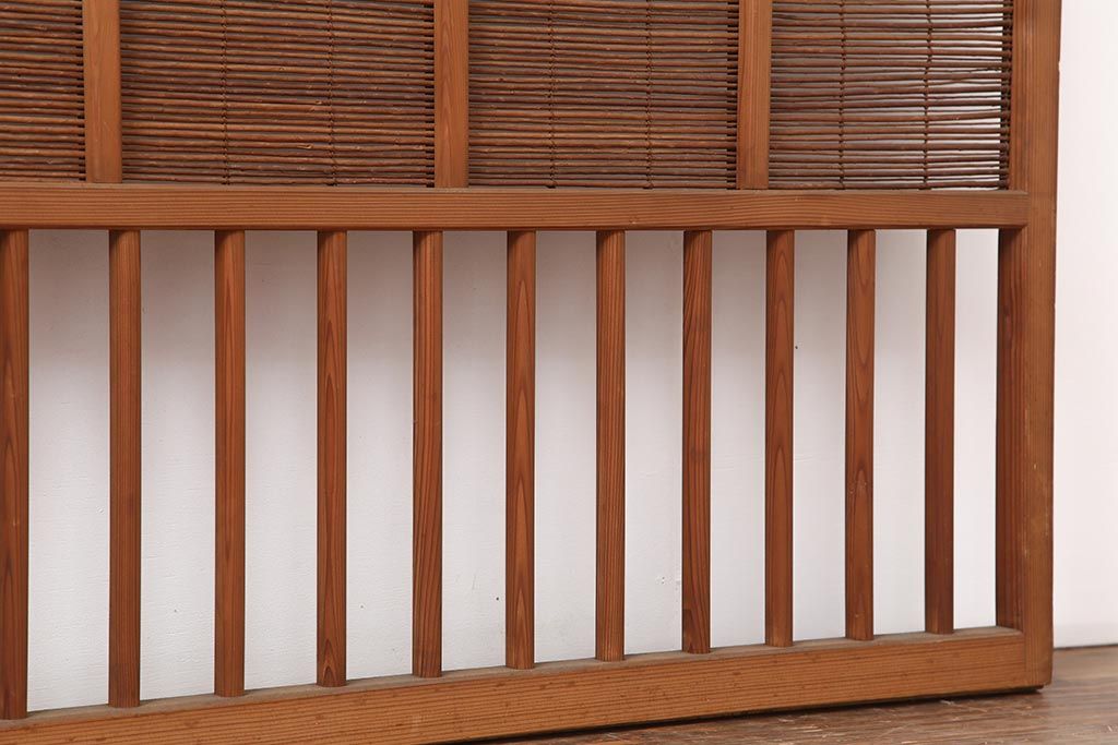 アンティーク建具 昭和中期 松と梅の透かし彫りが風情のある御簾戸2枚セット(簾戸、簀戸、葭戸、夏障子、夏戸、葦戸)(R-044049)