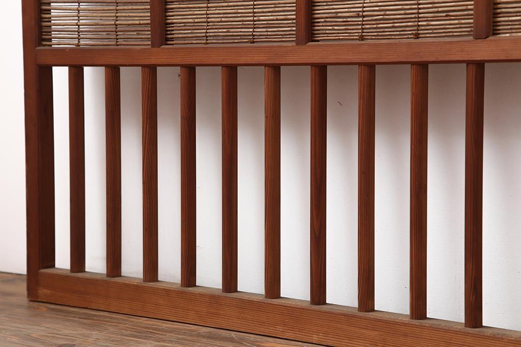 アンティーク建具 昭和中期 松と梅の透かし彫りが風情のある御簾戸2枚セット(簾戸、簀戸、葭戸、夏障子、夏戸、葦戸)(R-044049)