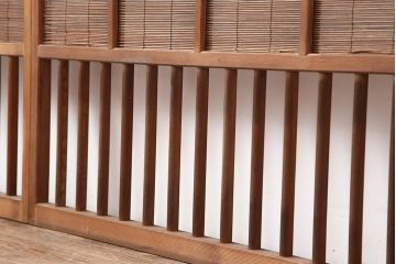 アンティーク建具　昭和中期　竹に雀の透かし彫りが風情のある御簾戸4枚セット(簾戸、簀戸、葭戸、夏障子、夏戸、葦戸)(R-044050)