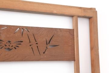 アンティーク建具　昭和中期　竹に雀の透かし彫りが風情のある御簾戸4枚セット(簾戸、簀戸、葭戸、夏障子、夏戸、葦戸)(R-044050)