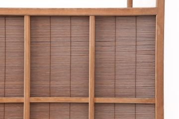 アンティーク建具　昭和中期　竹に雀の透かし彫りが風情のある御簾戸4枚セット(簾戸、簀戸、葭戸、夏障子、夏戸、葦戸)(R-044050)