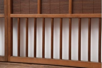 アンティーク建具　昭和中期　竹に雀の透かし彫りが風情のある御簾戸4枚セット(簾戸、簀戸、葭戸、夏障子、夏戸、葦戸)(R-044050)