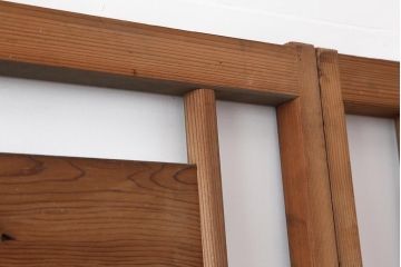 アンティーク建具　昭和中期　竹に雀の透かし彫りが風情のある御簾戸4枚セット(簾戸、簀戸、葭戸、夏障子、夏戸、葦戸)(R-044050)