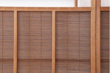 アンティーク建具　昭和中期　竹に雀の透かし彫りが風情のある御簾戸4枚セット(簾戸、簀戸、葭戸、夏障子、夏戸、葦戸)(R-044050)