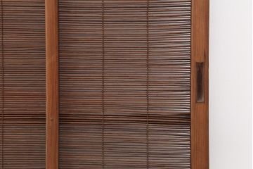 アンティーク建具　昭和中期　竹に雀の透かし彫りが風情のある御簾戸4枚セット(簾戸、簀戸、葭戸、夏障子、夏戸、葦戸)(R-044050)