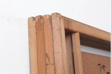 アンティーク建具　昭和中期　竹に雀の透かし彫りが風情のある御簾戸4枚セット(簾戸、簀戸、葭戸、夏障子、夏戸、葦戸)(R-044051)
