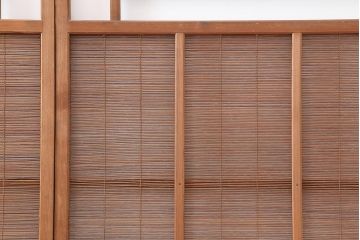 アンティーク建具　昭和中期　竹に雀の透かし彫りが風情のある御簾戸4枚セット(簾戸、簀戸、葭戸、夏障子、夏戸、葦戸)(R-044051)