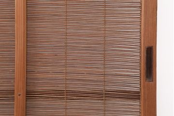 アンティーク建具　昭和中期　竹に雀の透かし彫りが風情のある御簾戸4枚セット(簾戸、簀戸、葭戸、夏障子、夏戸、葦戸)(R-044051)