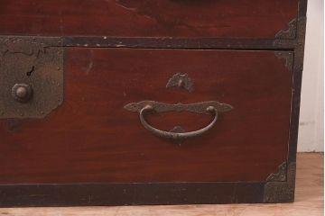 アンティーク家具　明治期　前面欅(ケヤキ)材の上品な二本松箪笥ローボード(和箪笥、時代箪笥、衣装箪笥、テレビ台)(R-044054)