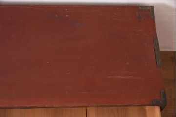 アンティーク家具　明治期　前面欅材共縁　上手金具　美しい杢目の米沢箪笥(時代箪笥、衣装箪笥、テレビ台)(R-044060)