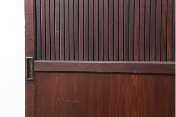 アンティーク建具　明治大正期　経年による味わいが魅力的な格子帯戸2枚セット(板戸、建具、引き戸)(R-044063)