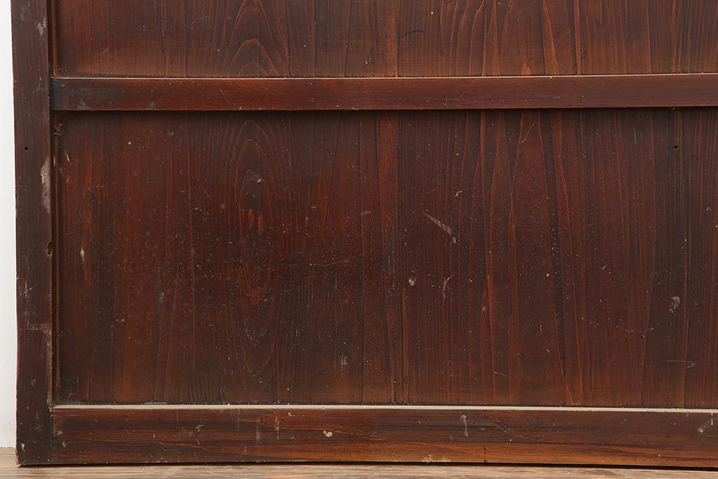 アンティーク建具　明治大正期　経年による味わいが魅力的な格子帯戸2枚セット(板戸、建具、引き戸)(R-044063)