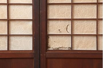 アンティーク建具　大正期　趣あふれる障子帯戸3枚セット(障子戸、格子戸、板戸、建具、引き戸)(R-044064)