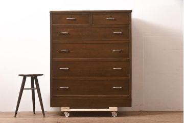 ヴィンテージ家具　ナラ材　味のある木肌が魅力的なチェスト(引き出し、衣装タンス、ビンテージ)(R-044068)