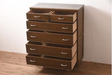 ヴィンテージ家具　ナラ材　味のある木肌が魅力的なチェスト(引き出し、衣装タンス、ビンテージ)(R-044068)