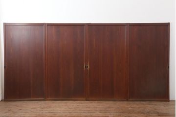 アンティーク建具　昭和初期　赤みがかった木色が味わい深い板戸4枚セット(建具、引き戸)(R-044077)