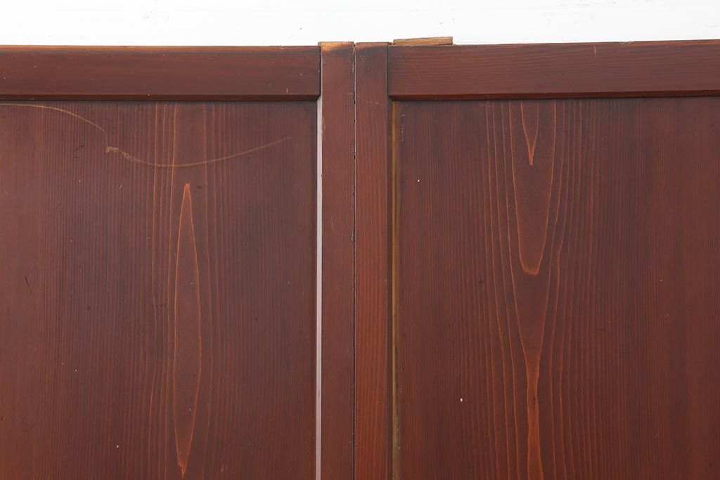 アンティーク建具　昭和初期　赤みがかった木色が味わい深い板戸4枚セット(建具、引き戸)(R-044077)