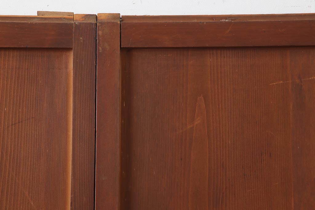 アンティーク建具　昭和初期　赤みがかった木色が味わい深い板戸4枚セット(建具、引き戸)(R-044077)