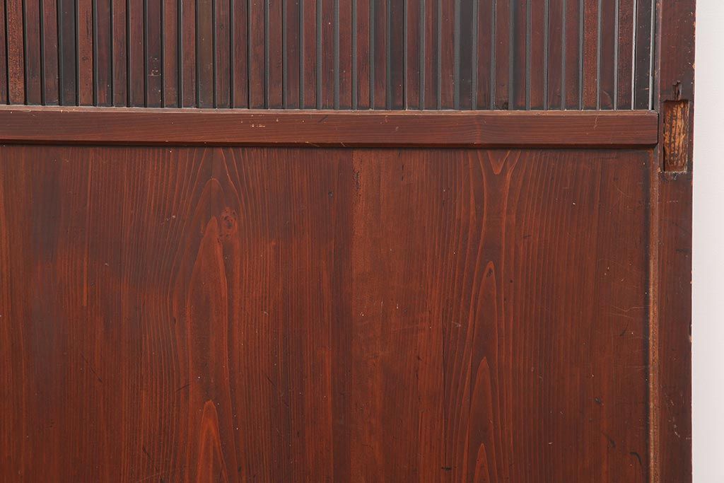 アンティーク建具　明治大正期　経年による味わいが魅力的な格子帯戸2枚セット(板戸、建具、引き戸)(R-044078)