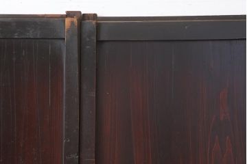 アンティーク建具　明治大正期　経年による味わいが魅力的な格子帯戸2枚セット(板戸、建具、引き戸)(R-044078)