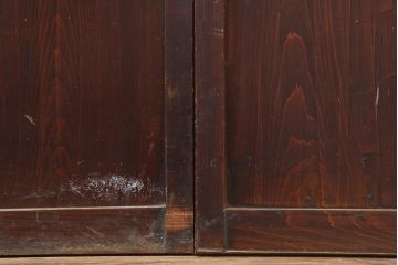 アンティーク建具　明治大正期　経年による味わいが魅力的な格子帯戸2枚セット(板戸、建具、引き戸)(R-044078)