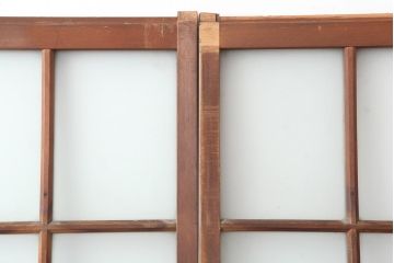 レトロ建具　和レトロ　昭和中期　味わいとシンプルさが魅力のガラス戸2枚セット(引き戸、建具)(R-044079)