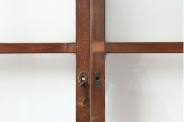 レトロ建具　和レトロ　昭和中期　味わいとシンプルさが魅力のガラス戸2枚セット(引き戸、建具)(R-044079)