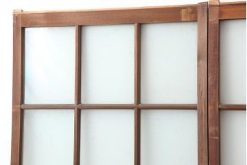 レトロ建具　和レトロ　昭和中期　味わいとシンプルさが魅力のガラス戸2枚セット(引き戸、建具)(R-044079)